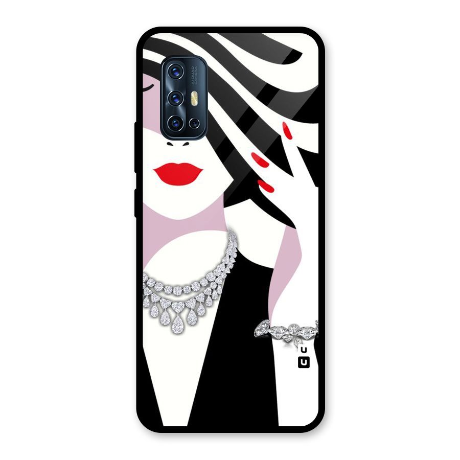 Women Beauty Glass Back Case for Vivo V17