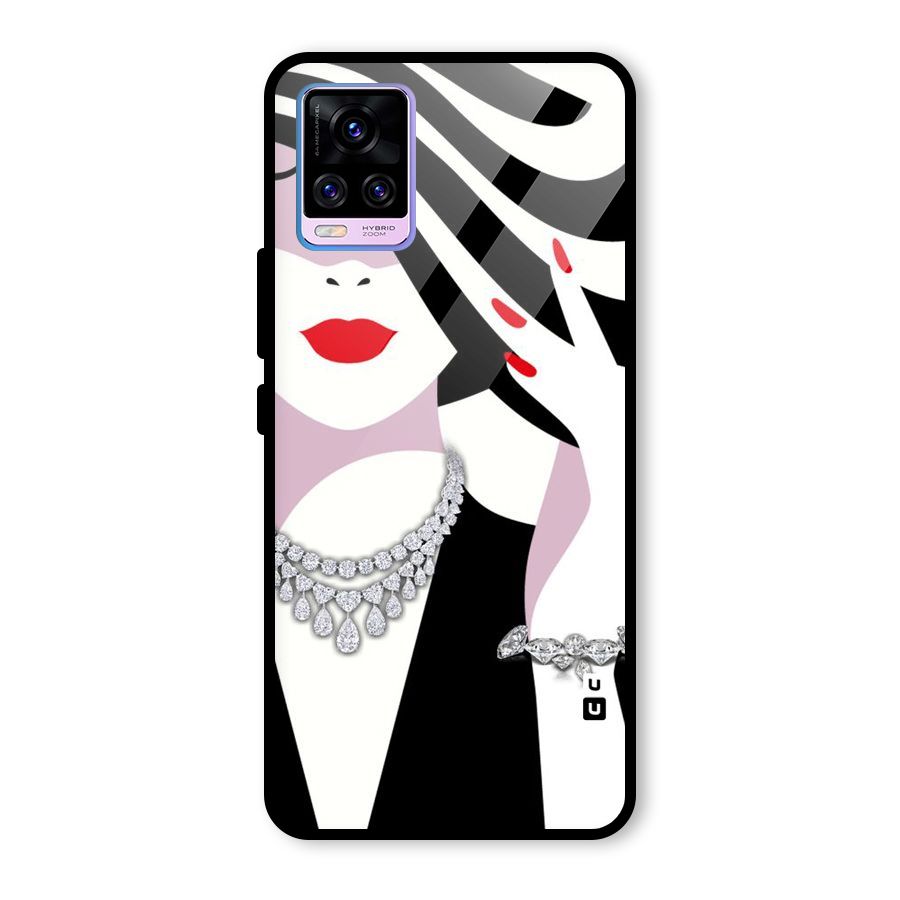 Women Beauty Glass Back Case for Vivo V20 Pro