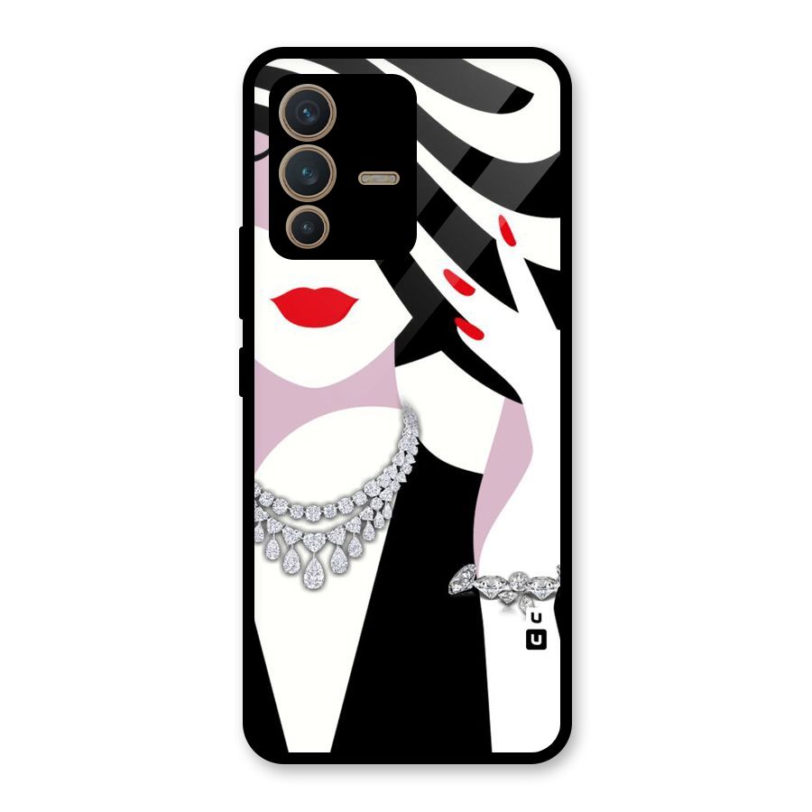 Women Beauty Glass Back Case for Vivo V23 5G