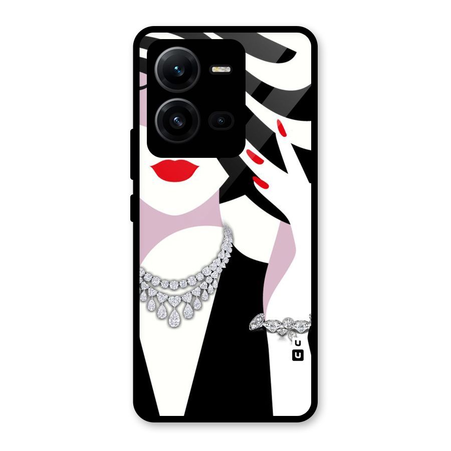 Women Beauty Glass Back Case for Vivo V25