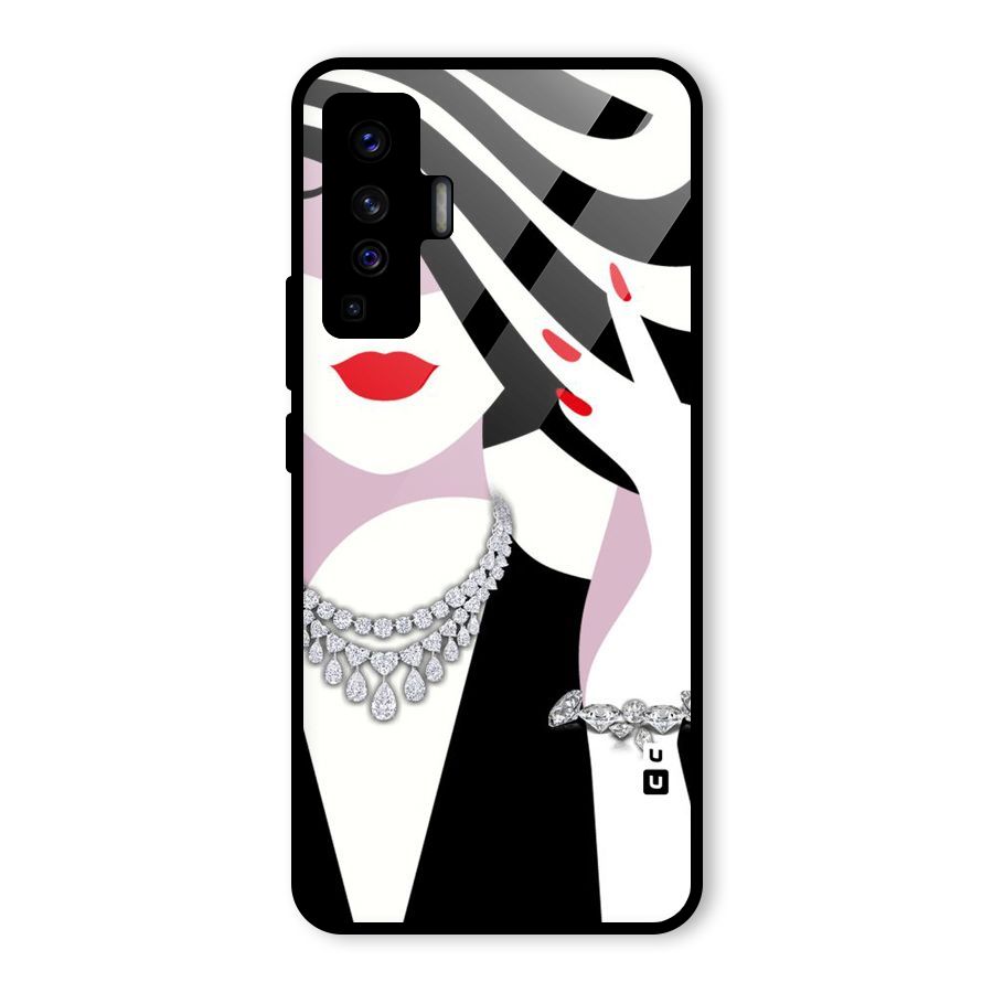 Women Beauty Glass Back Case for Vivo X50
