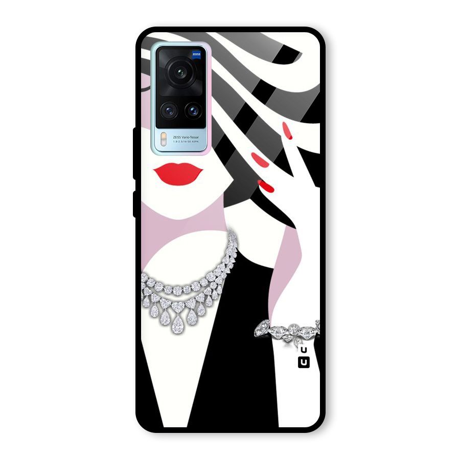 Women Beauty Glass Back Case for Vivo X60
