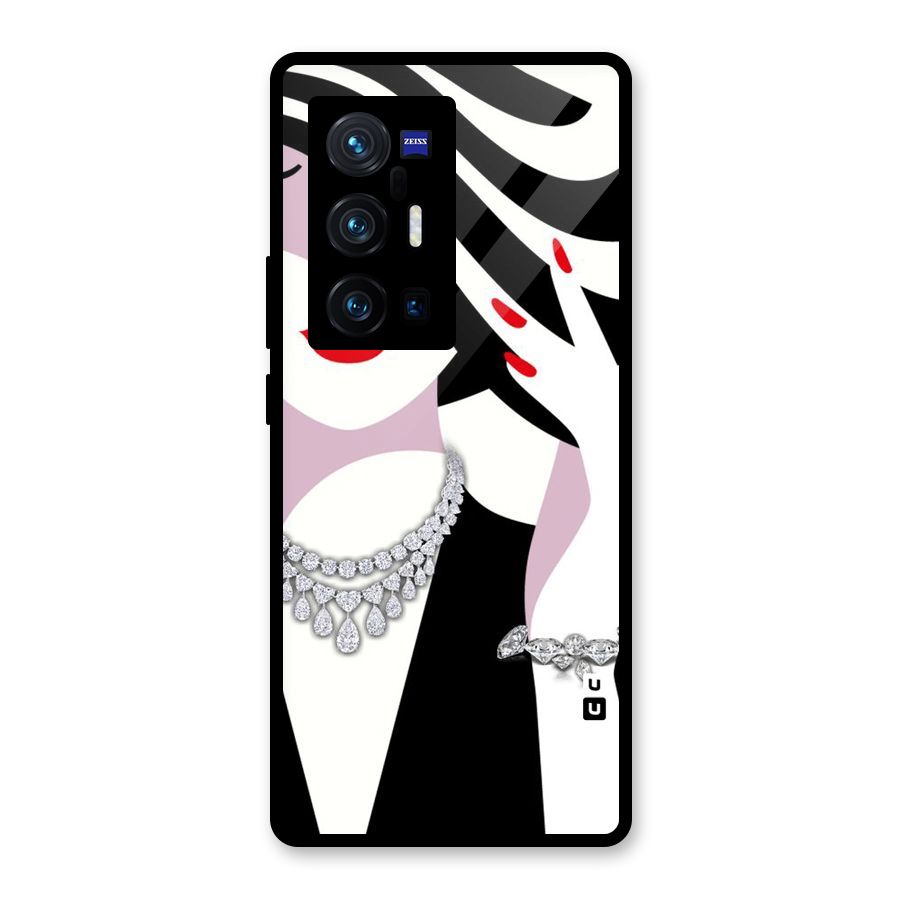 Women Beauty Glass Back Case for Vivo X70 Pro Plus