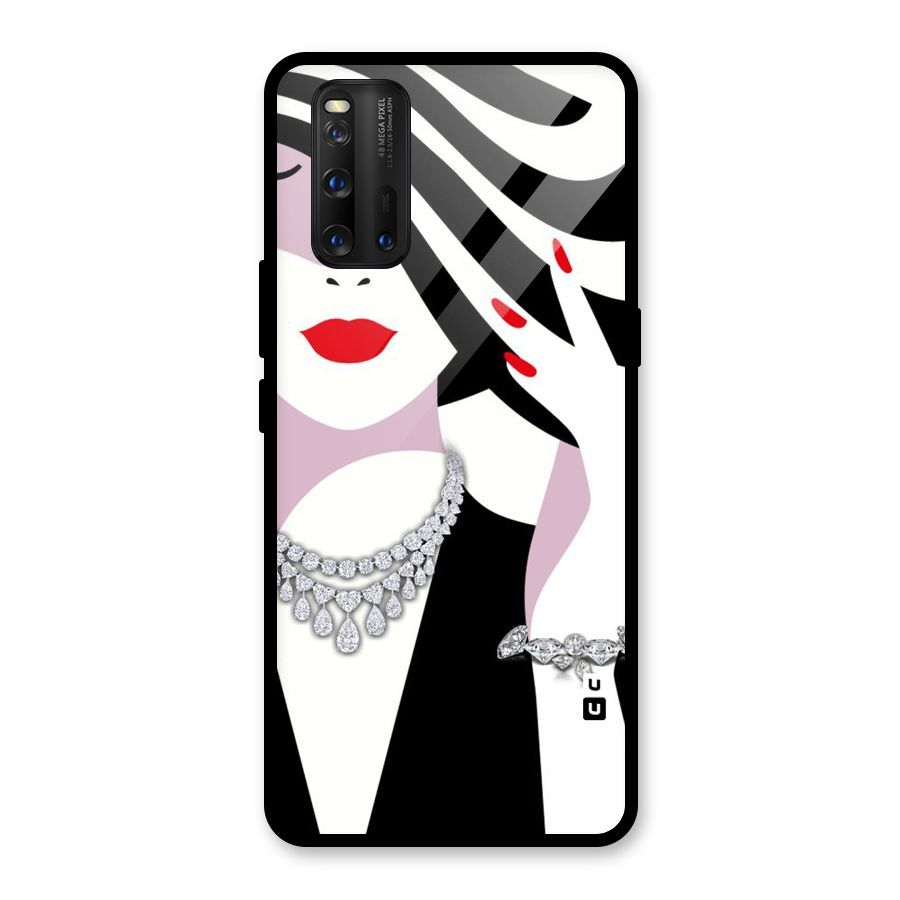 Women Beauty Glass Back Case for Vivo iQOO 3
