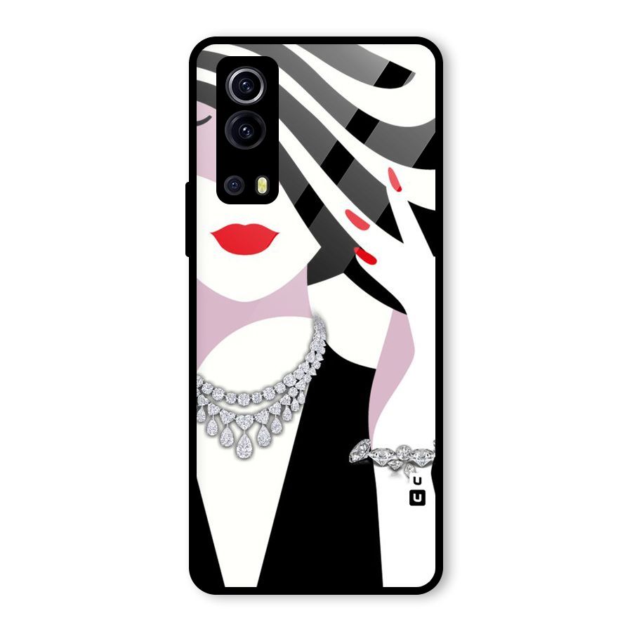 Women Beauty Glass Back Case for Vivo iQOO Z3