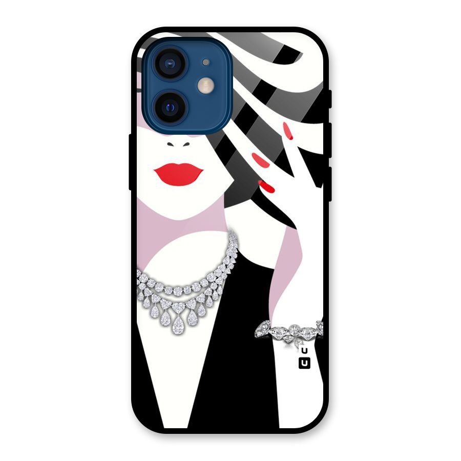 Women Beauty Glass Back Case for iPhone 12 Mini