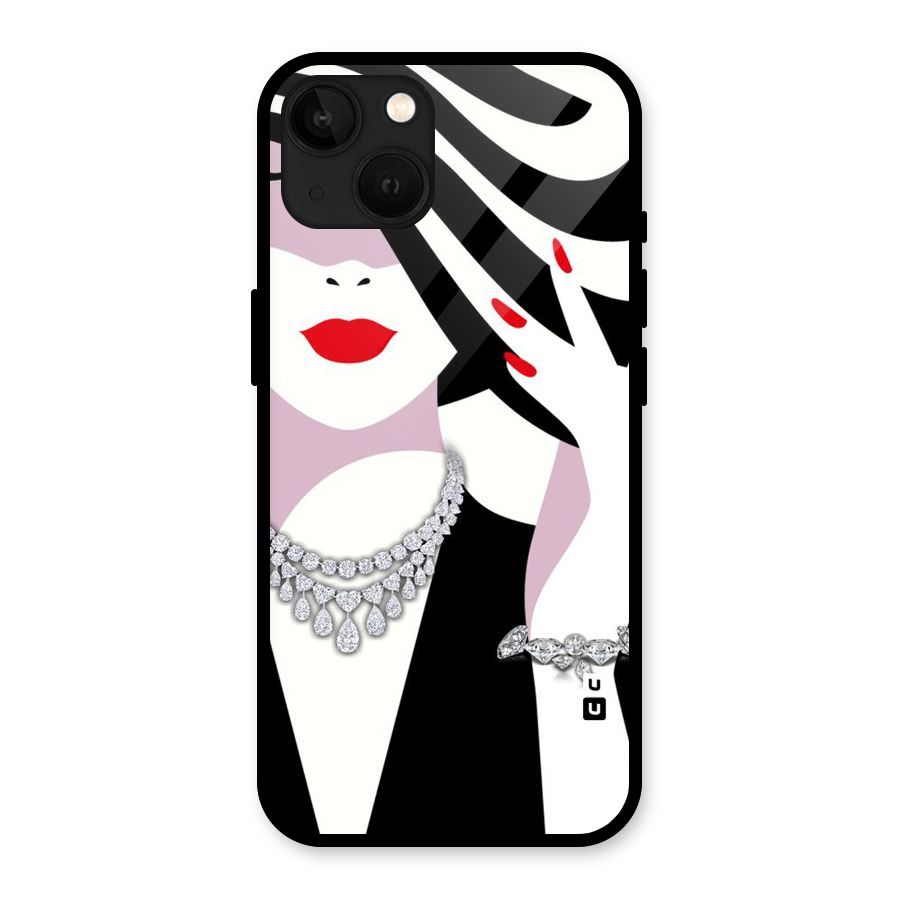 Women Beauty Glass Back Case for iPhone 13