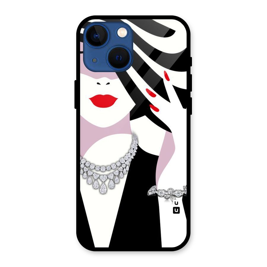Women Beauty Glass Back Case for iPhone 13 Mini