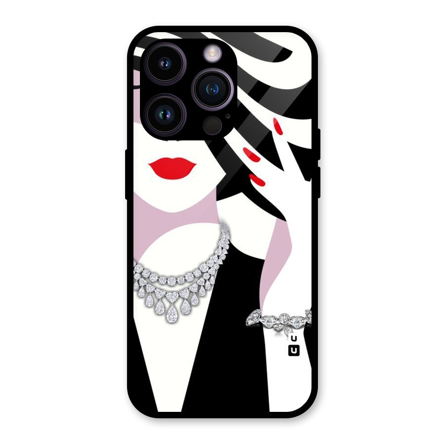 Women Beauty Glass Back Case for iPhone 14 Pro