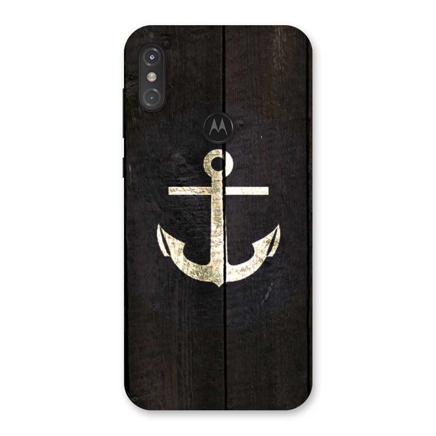 Wood Anchor Back Case for Motorola One Power