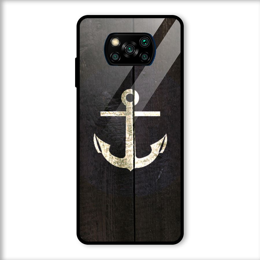 Wood Anchor Glass Back Case for Poco X3