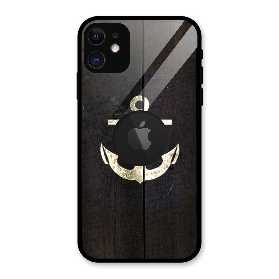 Wood Anchor Glass Back Case for iPhone 11 Logo Cut