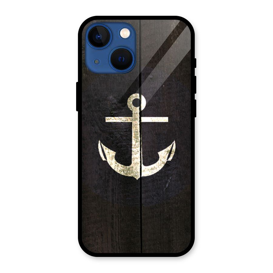 Wood Anchor Glass Back Case for iPhone 13 Mini