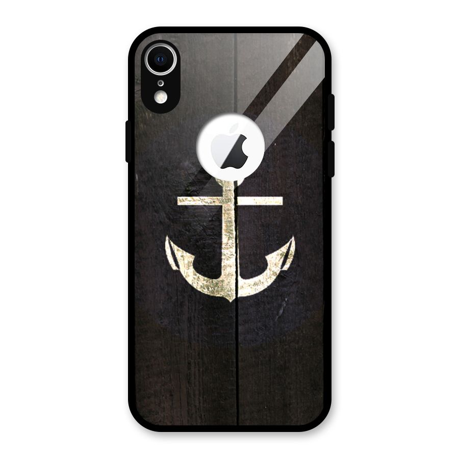 Wood Anchor Glass Back Case for iPhone XR Logo Cut