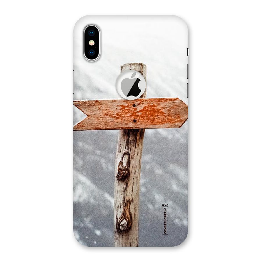 Wood And Snow Back Case for iPhone X Logo Cut