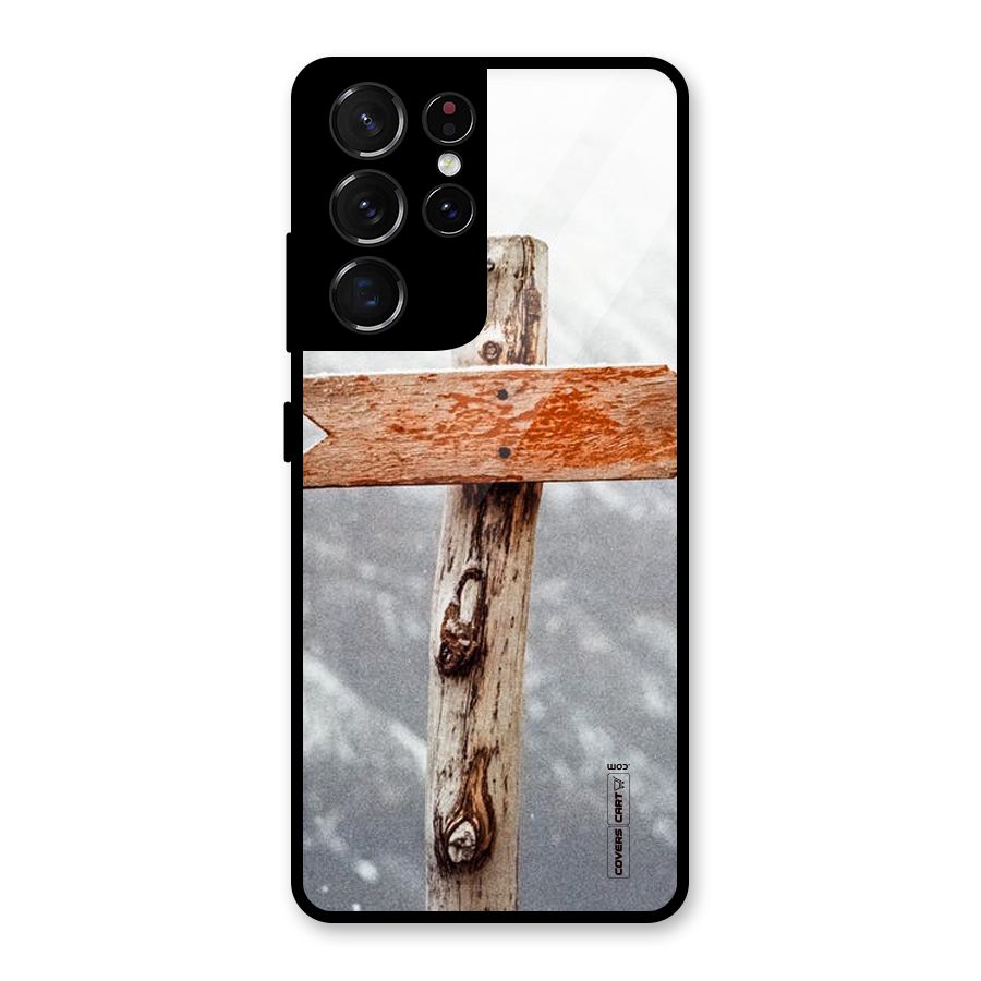 Wood And Snow Glass Back Case for Galaxy S21 Ultra 5G
