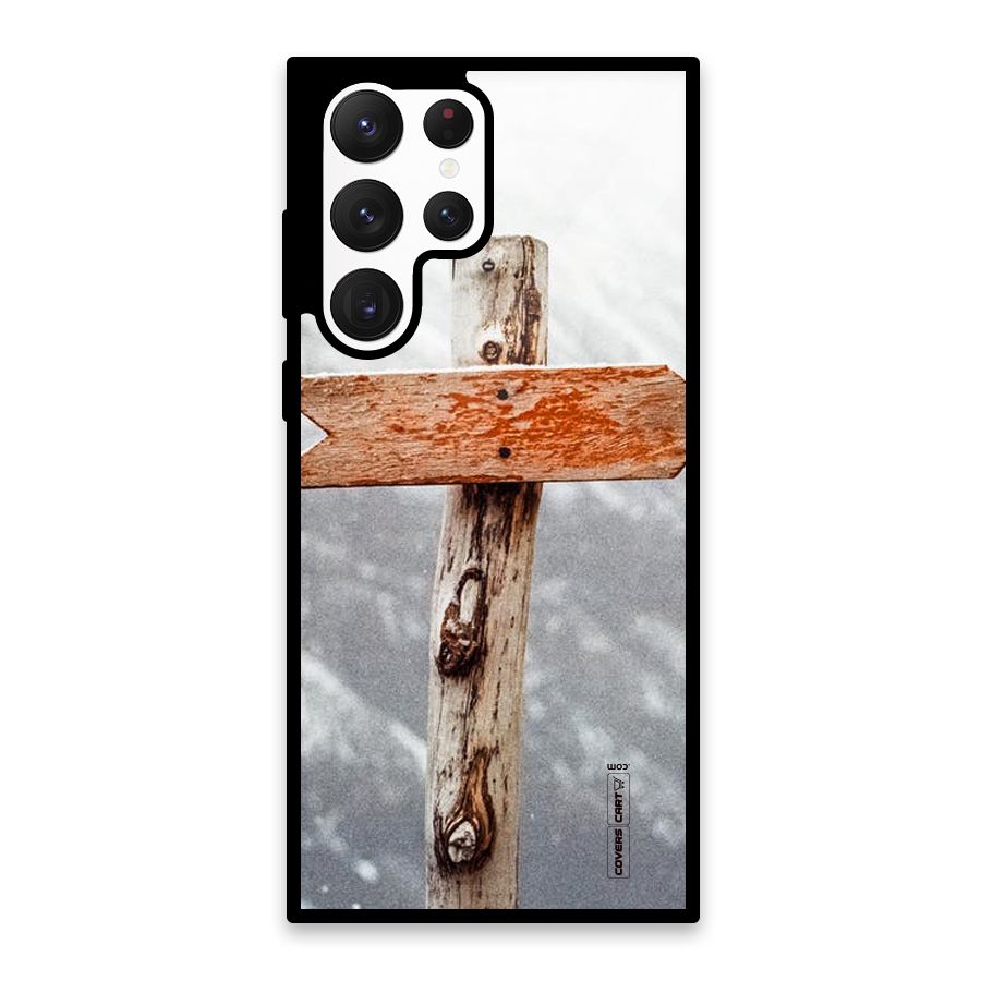 Wood And Snow Glass Back Case for Galaxy S22 Ultra 5G