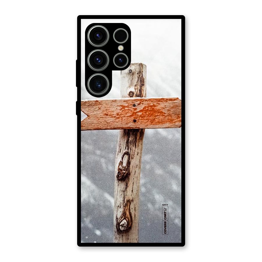 Wood And Snow Glass Back Case for Galaxy S23 Ultra