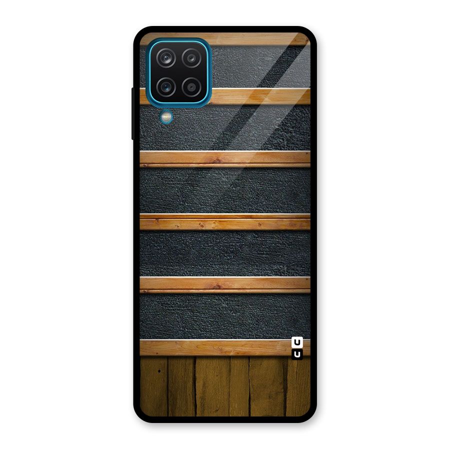 Wood Design Glass Back Case for Galaxy A12