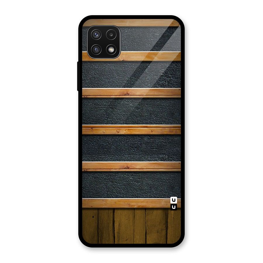 Wood Design Glass Back Case for Galaxy A22 5G