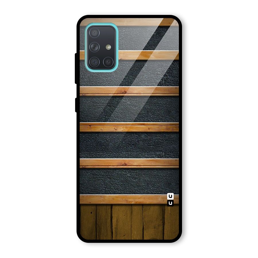 Wood Design Glass Back Case for Galaxy A71