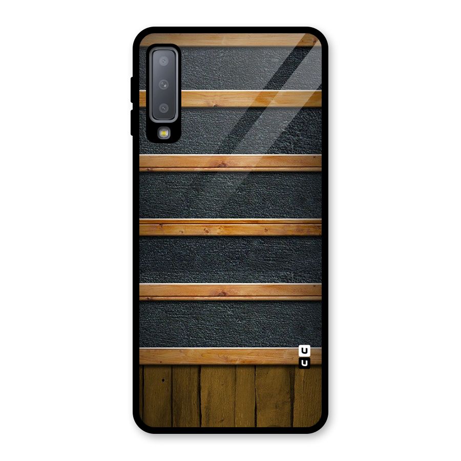 Wood Design Glass Back Case for Galaxy A7 (2018)