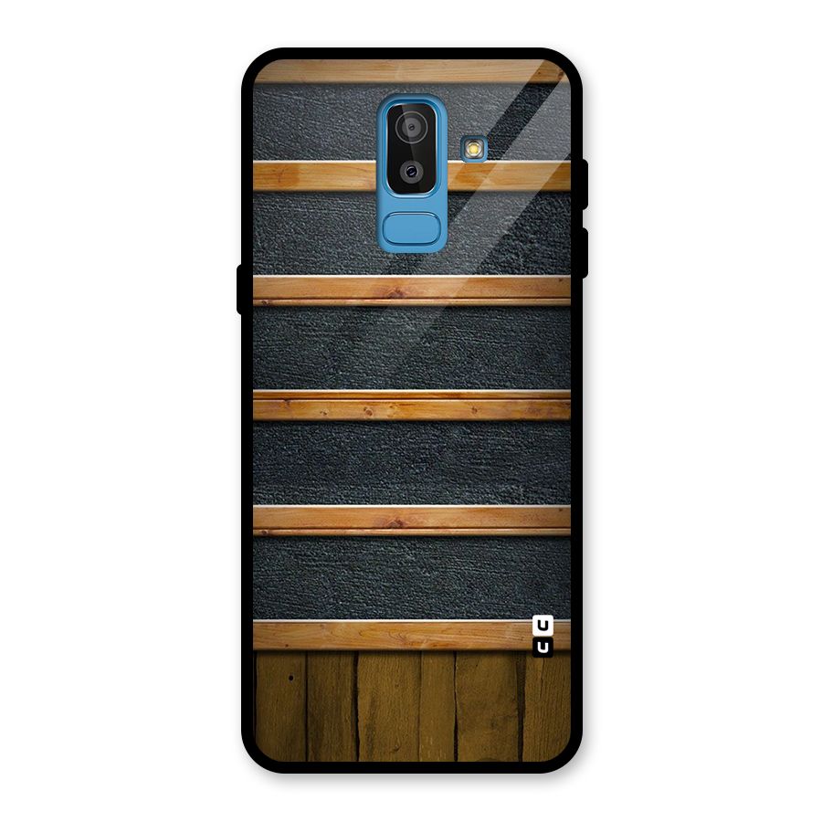 Wood Design Glass Back Case for Galaxy J8