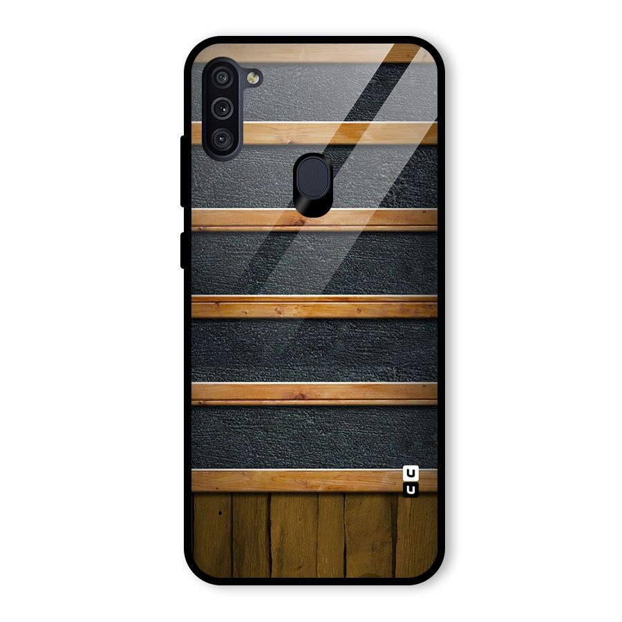 Wood Design Glass Back Case for Galaxy M11