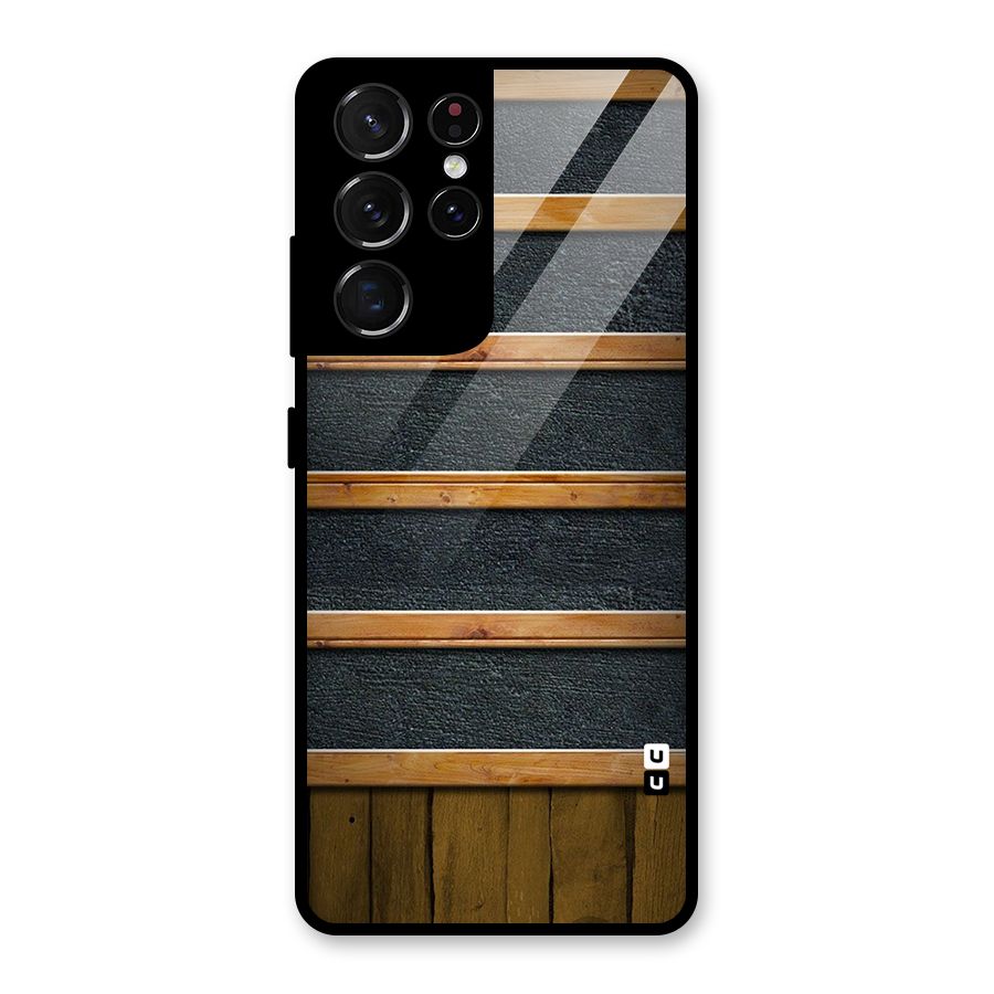 Wood Design Glass Back Case for Galaxy S21 Ultra 5G