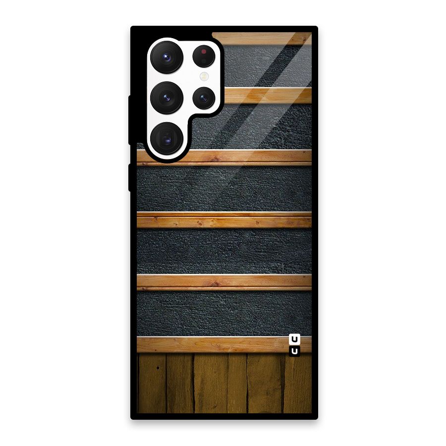 Wood Design Glass Back Case for Galaxy S22 Ultra 5G