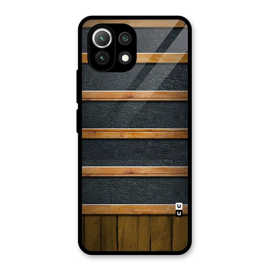 Wood Design Glass Back Case for Mi 11 Lite