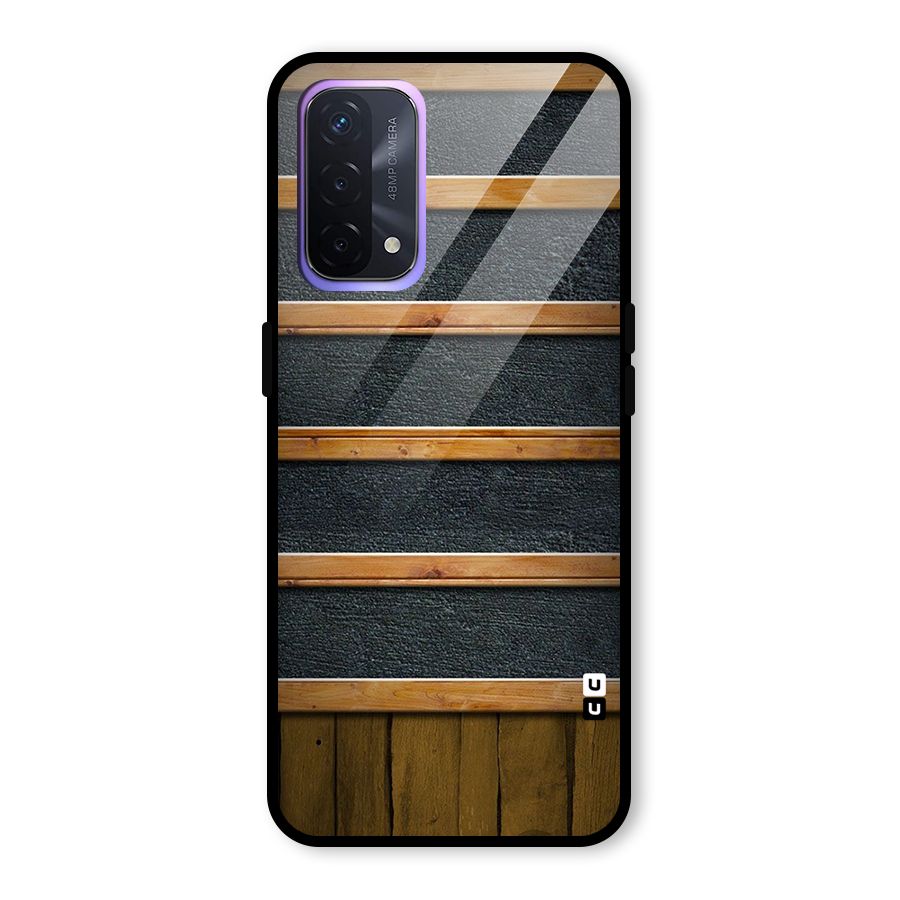 Wood Design Glass Back Case for Oppo A74 5G