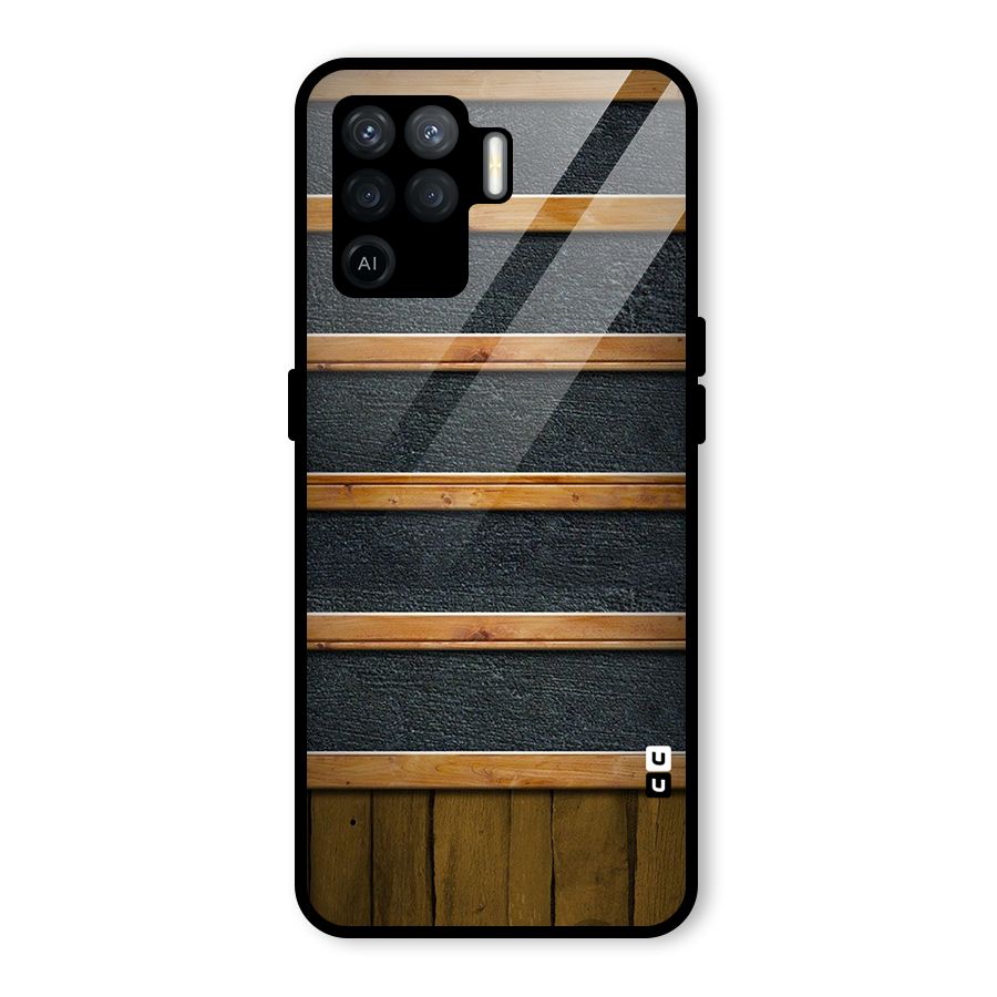 Wood Design Glass Back Case for Oppo F19 Pro