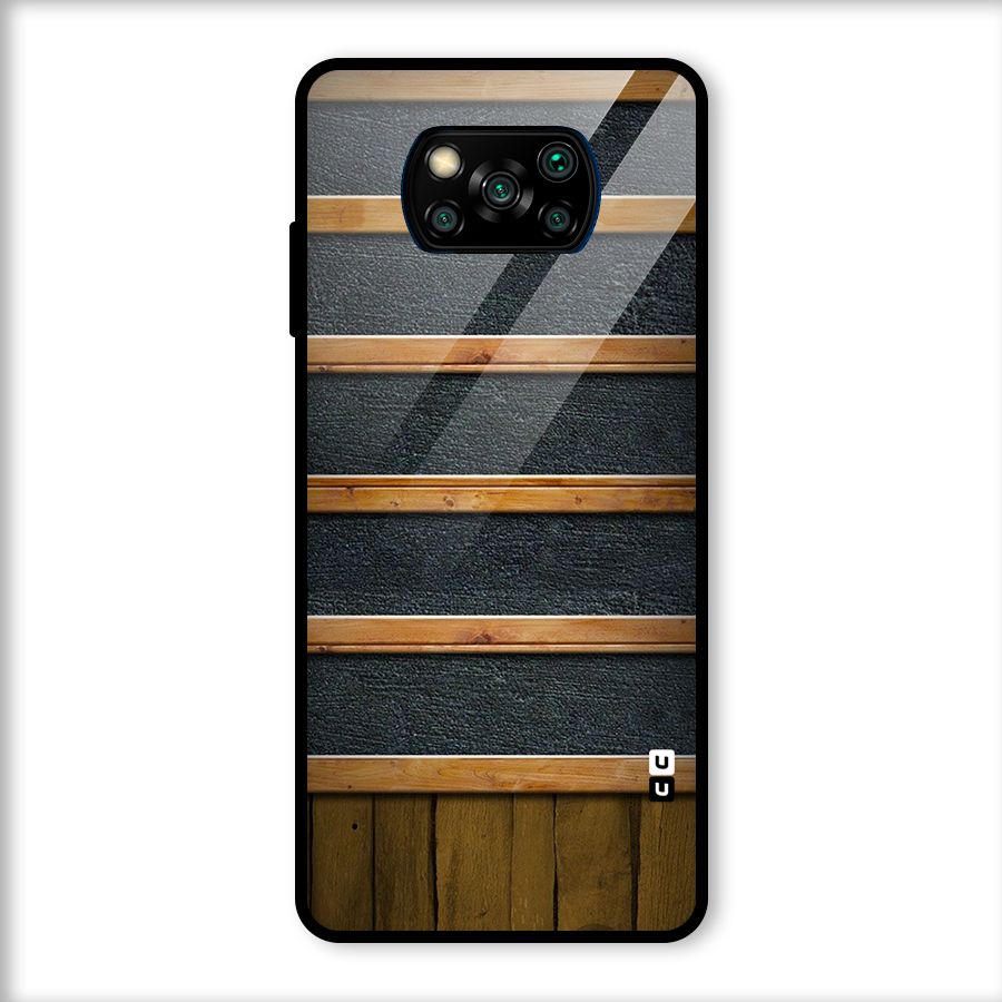 Wood Design Glass Back Case for Poco X3