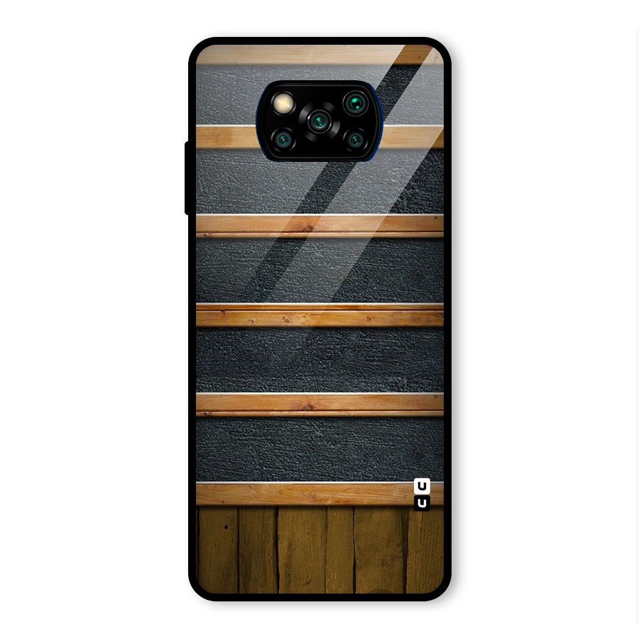 Wood Design Glass Back Case for Poco X3 Pro