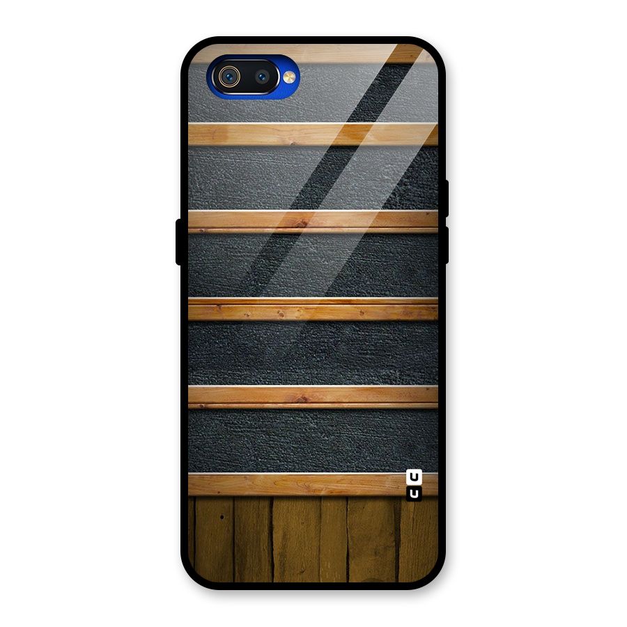 Wood Design Glass Back Case for Realme C2