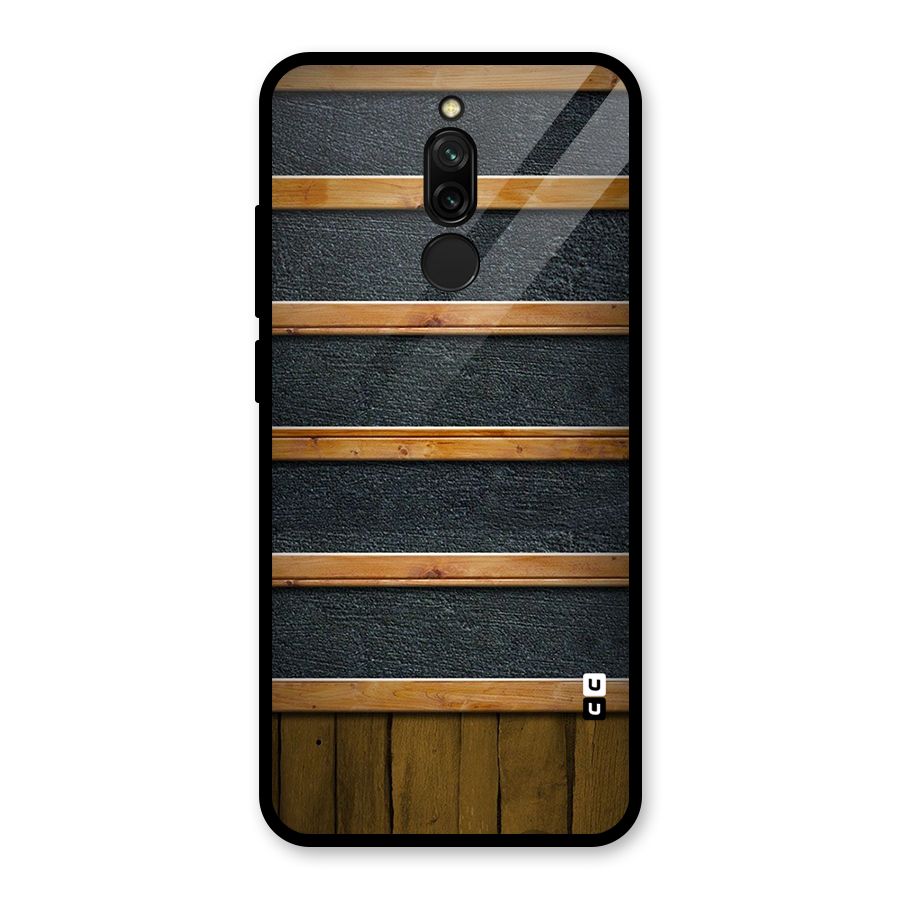 Wood Design Glass Back Case for Redmi 8
