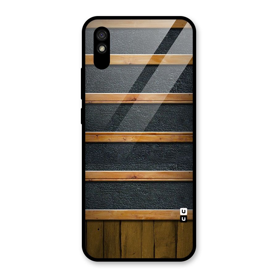 Wood Design Glass Back Case for Redmi 9i