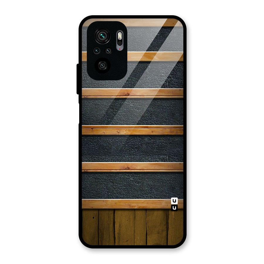 Wood Design Glass Back Case for Redmi Note 10S