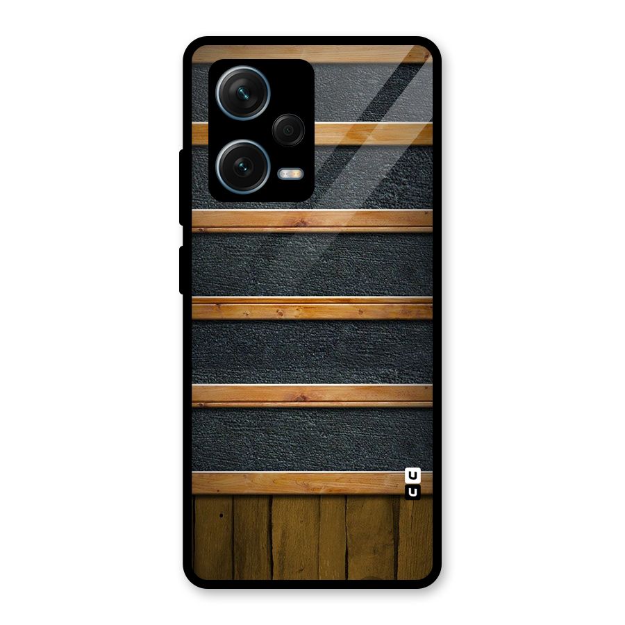 Wood Design Glass Back Case for Redmi Note 12 Pro Plus 5G