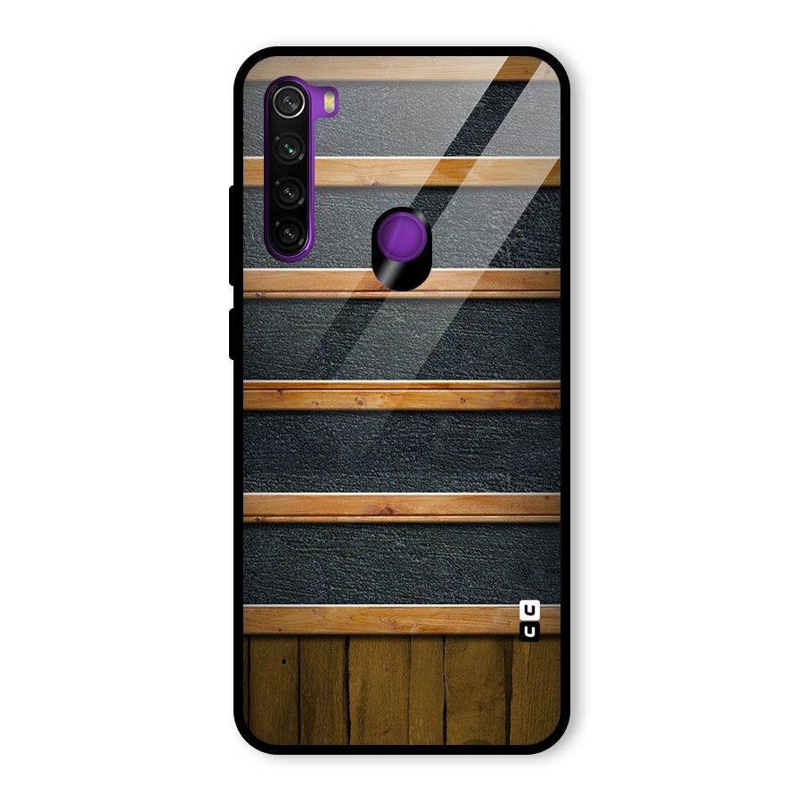 Wood Design Glass Back Case for Redmi Note 8