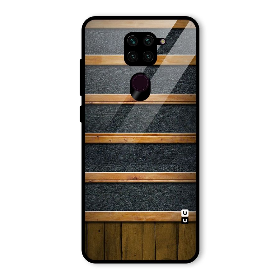 Wood Design Glass Back Case for Redmi Note 9