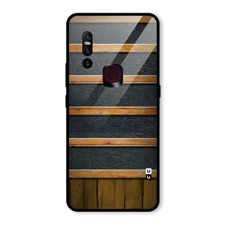 Wood Design Glass Back Case for Vivo V15