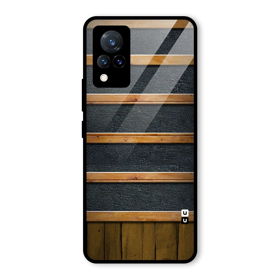 Wood Design Glass Back Case for Vivo V21 5G
