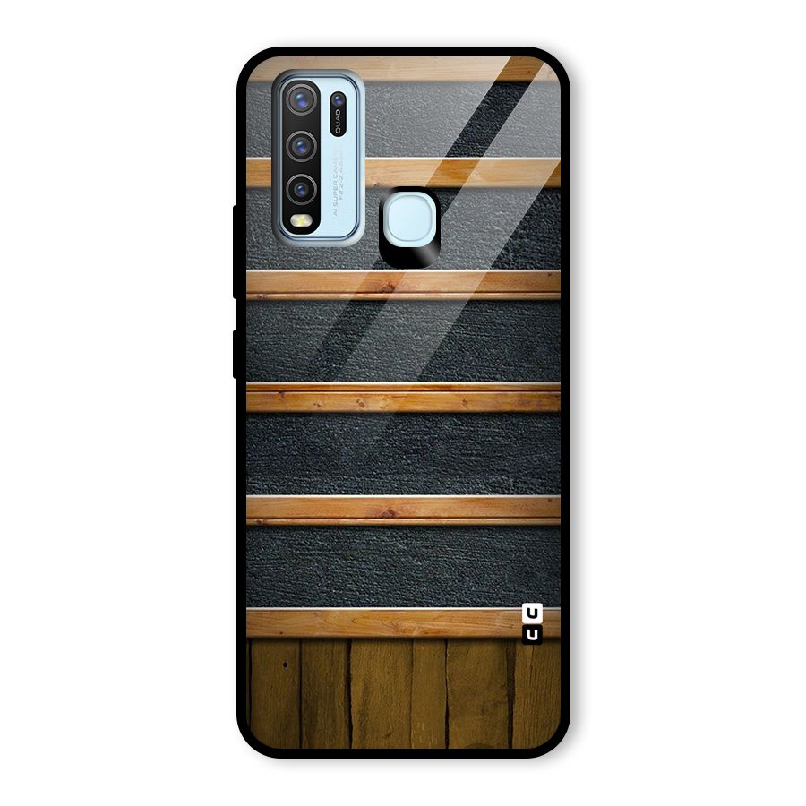 Wood Design Glass Back Case for Vivo Y30