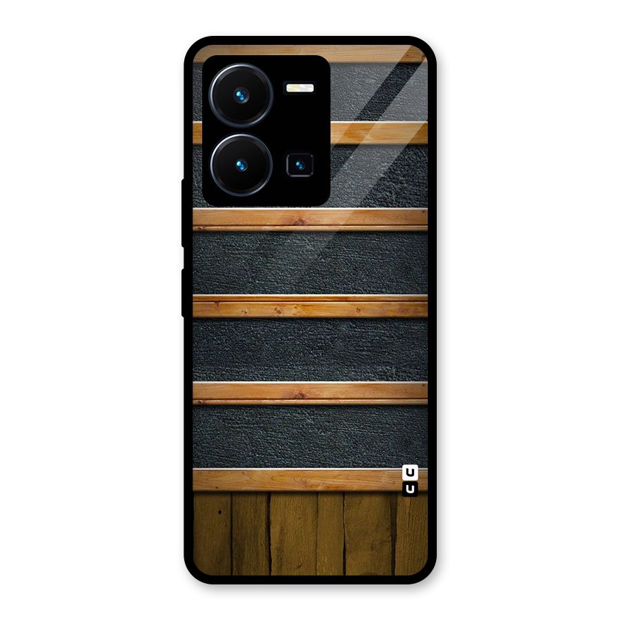 Wood Design Glass Back Case for Vivo Y35