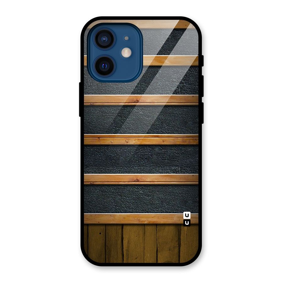 Wood Design Glass Back Case for iPhone 12 Mini