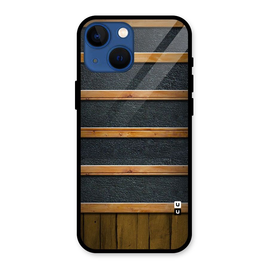 Wood Design Glass Back Case for iPhone 13 Mini