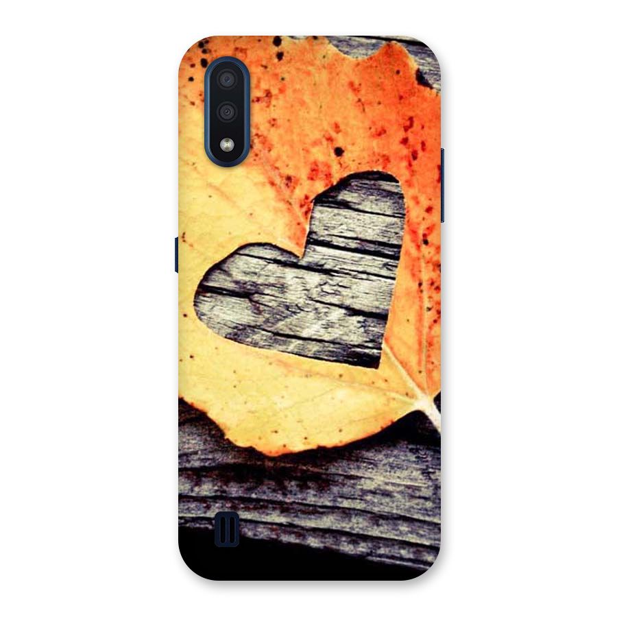 Wood Heart Leaf Back Case for Galaxy M01