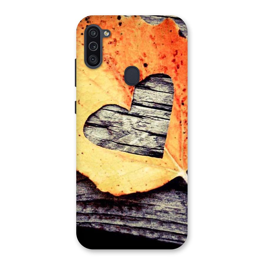 Wood Heart Leaf Back Case for Galaxy M11